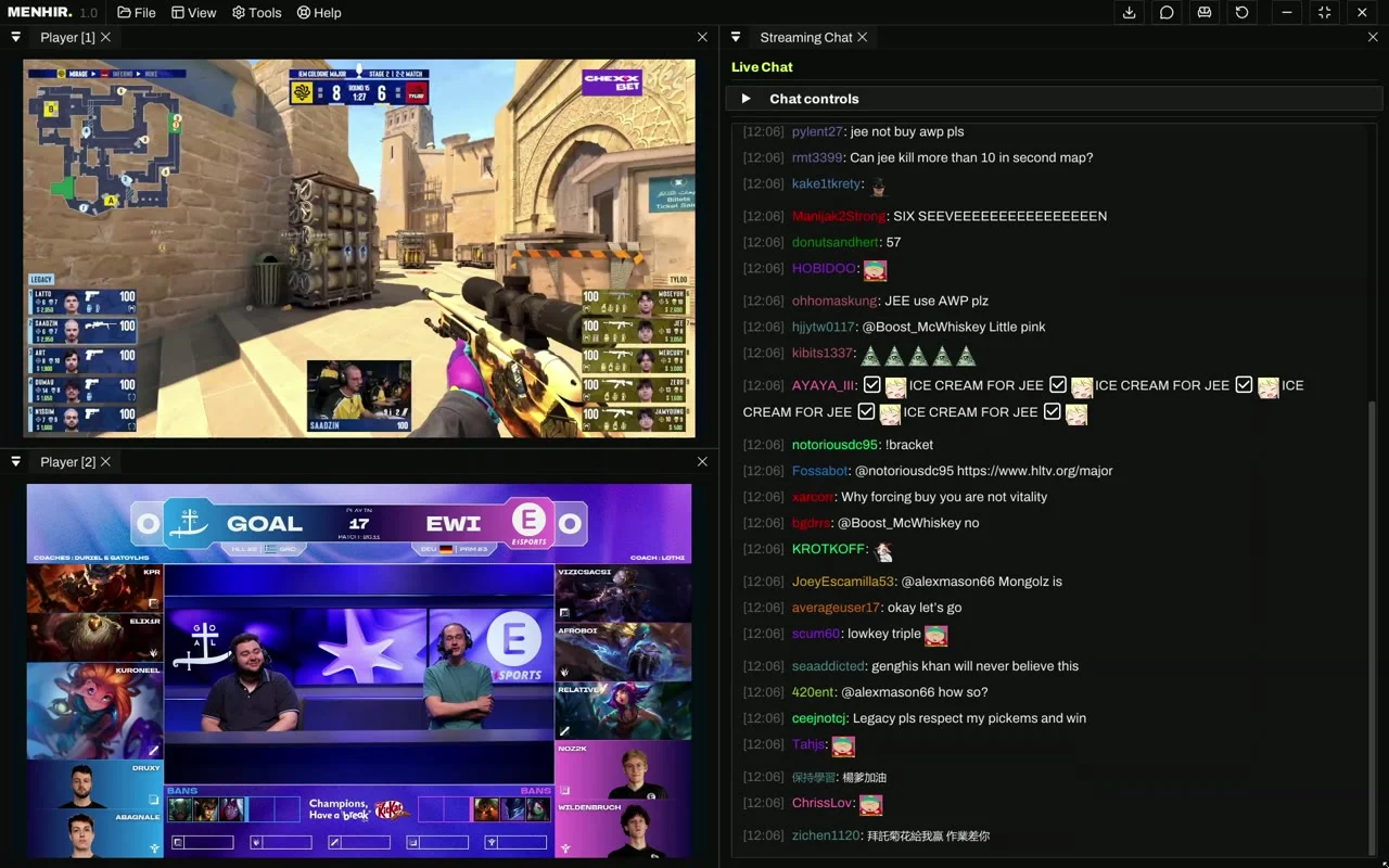Live streaming multiview with chat