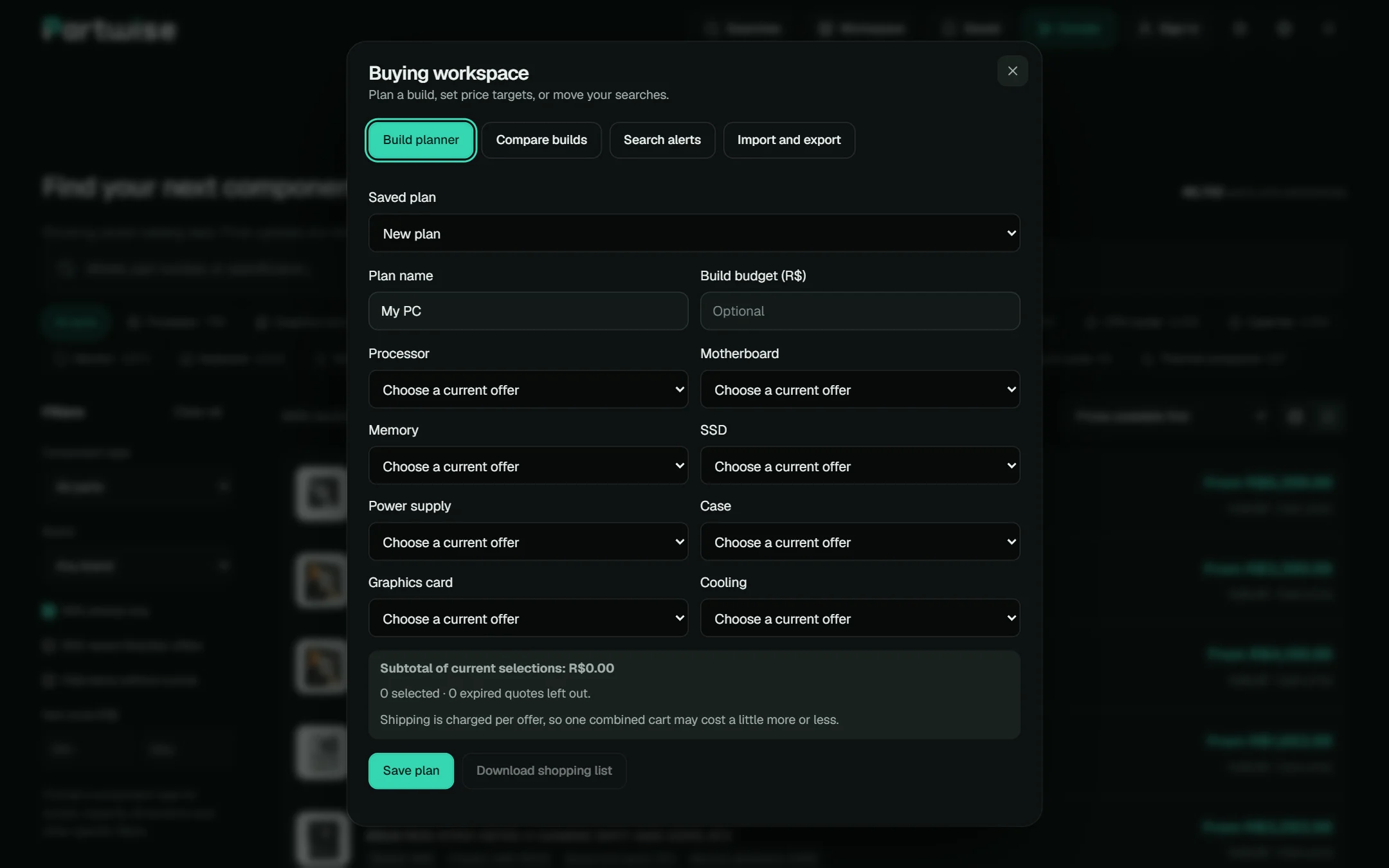 Buying workspace: the build planner